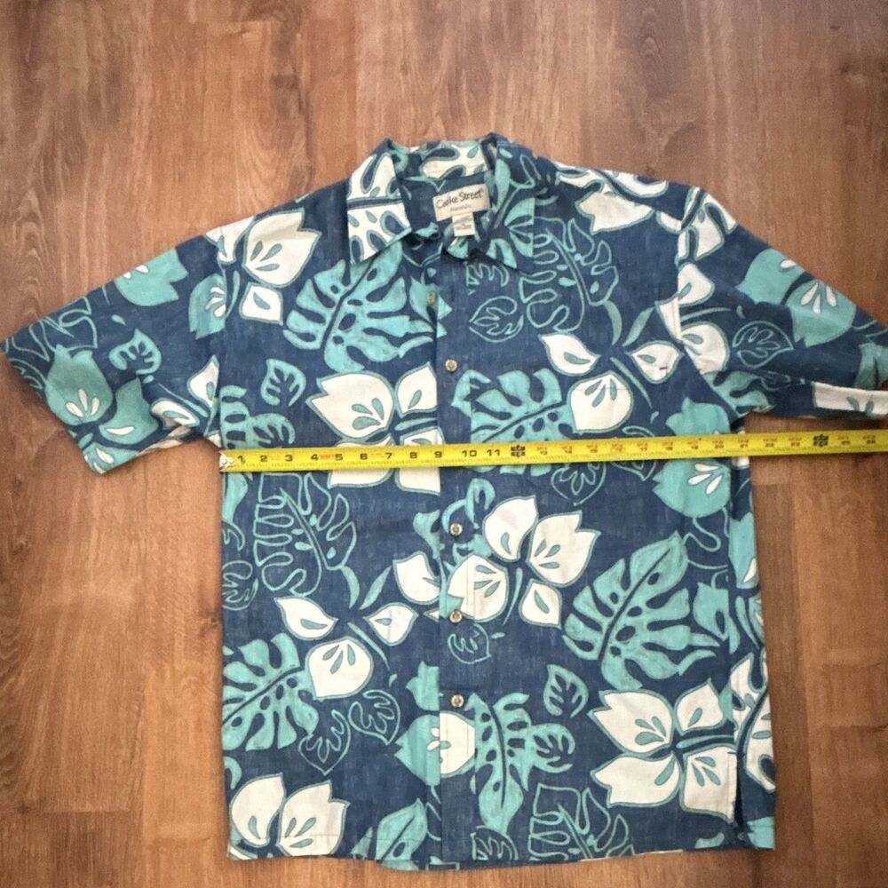 Cooke Street Men's Blue/Green/White Floral Hawaiian Short Sleeve Button-Up M